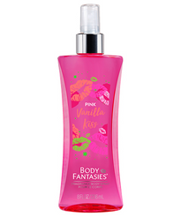 Body Fantasies Pink Vanilla Kiss Body Spr 236Ml Body Fantasies EDT x 1 Delicioso melocotón jugoso, bayas y suaves, junto con las flores se combinan para crear una fragancia femenina, afrutada y golosa.